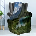 thumbnail image 4 of Colorado Soft Flannel Fleece Throw Blanket, Maroon Lake with a Blue Sky and Clouds near Aspen Tranquility, Cozy Plush for Indoor and Outdoor Use, 60" x 80", Army Green Sea Blue, by Ambesonne, 4 of 5
