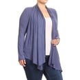 thumbnail image 2 of MOA COLLECTION Women's Plus Size Solid Casual Long Sleeve Drape Front Open Jacket Cardigan, 2 of 4