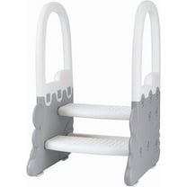 Towallmark Toddler Step Stool, 2 Step Learning Tower With Handrails, Kids Helper Stool For Bathroom Sink Kitchen Counter, Anti Slip Potty Training Stool, Grey