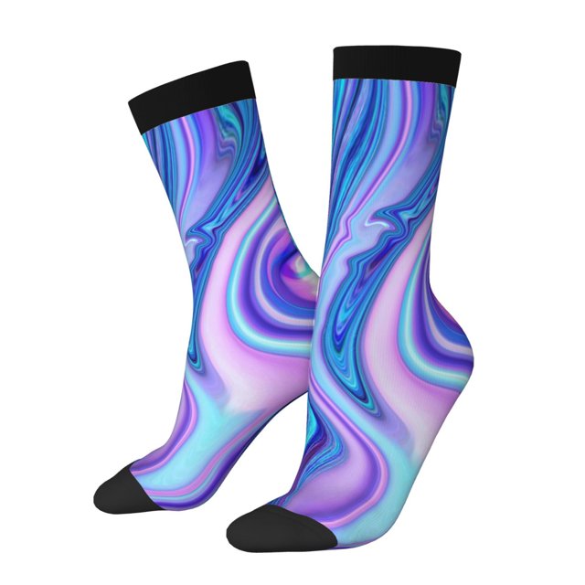 Fotbe Swirl Blue And Purple Calcetas Largas con Estampado para Hombre y Mujer – Calcetas de Compresión Transpirables y Elásticas, Viajar y Uso Diario Talla 5-11
