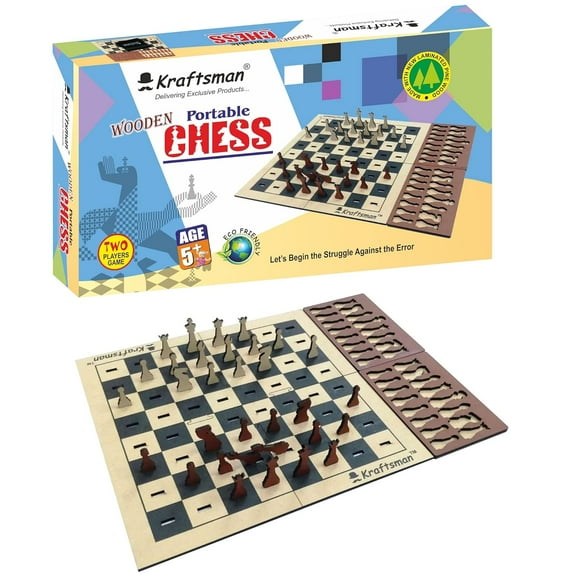 Kraftsman Ensemble de Plateau de Jeu d'Échecs Portable pour Tous Âges