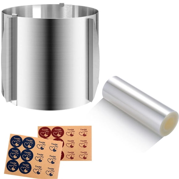 Anneau à Gâteau Extra Haut 15 cm Collier à Gâteau en Acétate Ensemble - Réglable 6 à 12 Po Anneau Rond en Acier Inoxydable