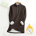 thumbnail image 2 of Rohuuque Women's Fleece Pullover Dress Half Zipper Thick Fleece Lined Sweatshirts Mockneck Warm Tops with Pockets Brown, 2 of 9