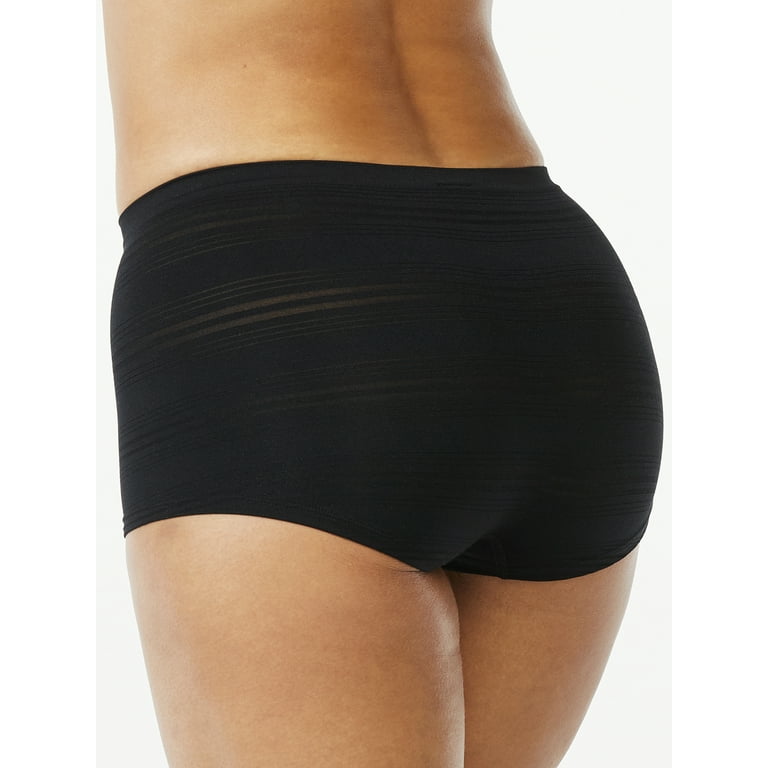 Joyspun Women's Sheer Stripe Seamless Boyshort Panties, 3-Pack, Sizes S to  3XL 