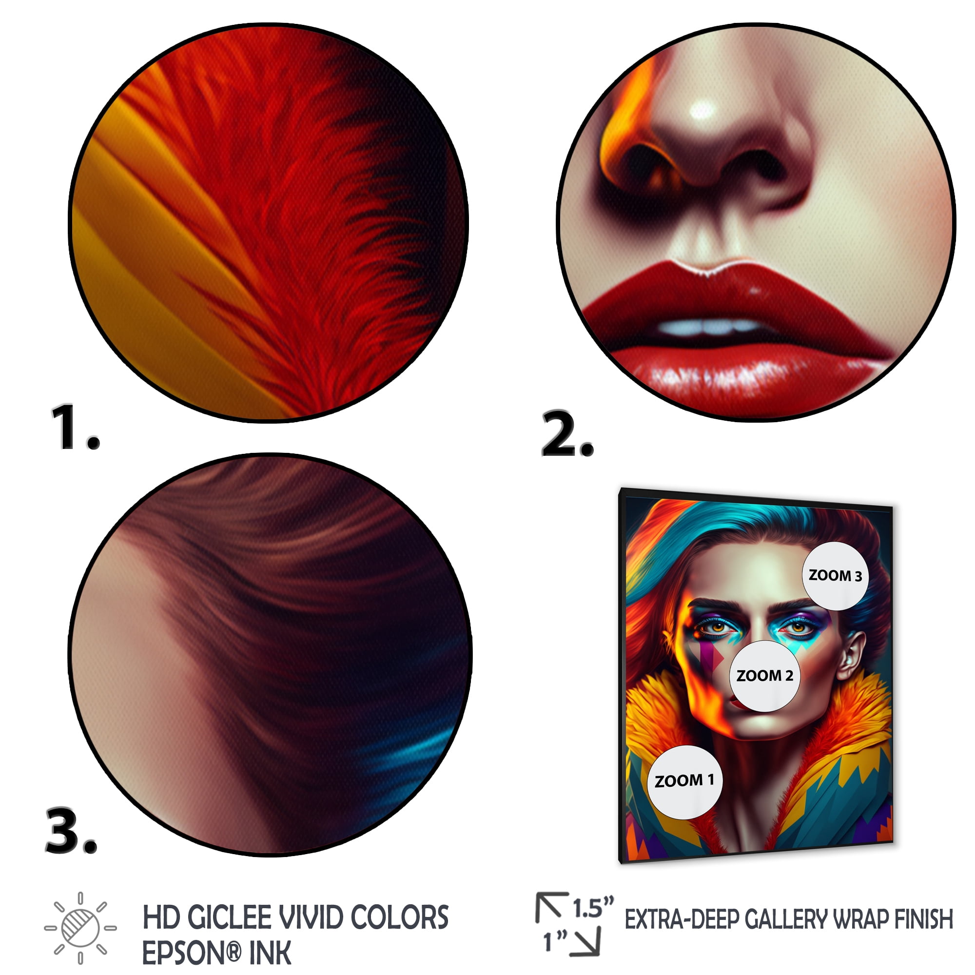 Designart Colorful Sensual Woman In Fur Coat IV Framed Wall Art