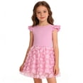 thumbnail image 3 of Tisuna Girls Summer Floral Short Sleeve Dress Tutu Party Gown With Puffy Skirt For Toddler Kids Breathable Cozy Casual Playwear Dress Pink Size 2-3 Years, 3 of 6