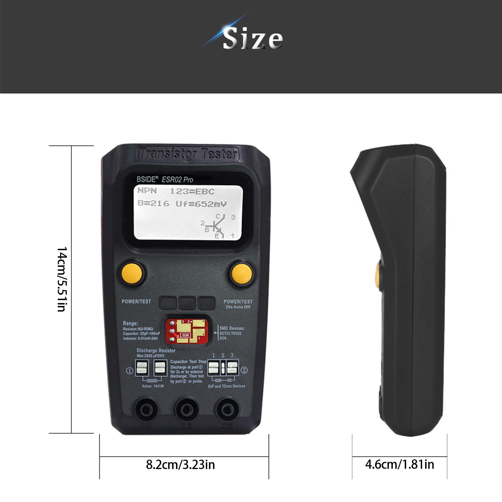 Electrolytic Capacitor Tester With 10+ Hours Lifespans Large LCD Screen For Precise Component Diagnostics