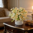 thumbnail image 5 of Artificial Chrysanthemum Flower Arrangement - Fake Silk Plants Bouquet in Pot for Home Decor - Living Room Dining Table Office Shelf Desk Ornament - No Maintenance Faux Potted Plants Set with Vase, 5 of 6