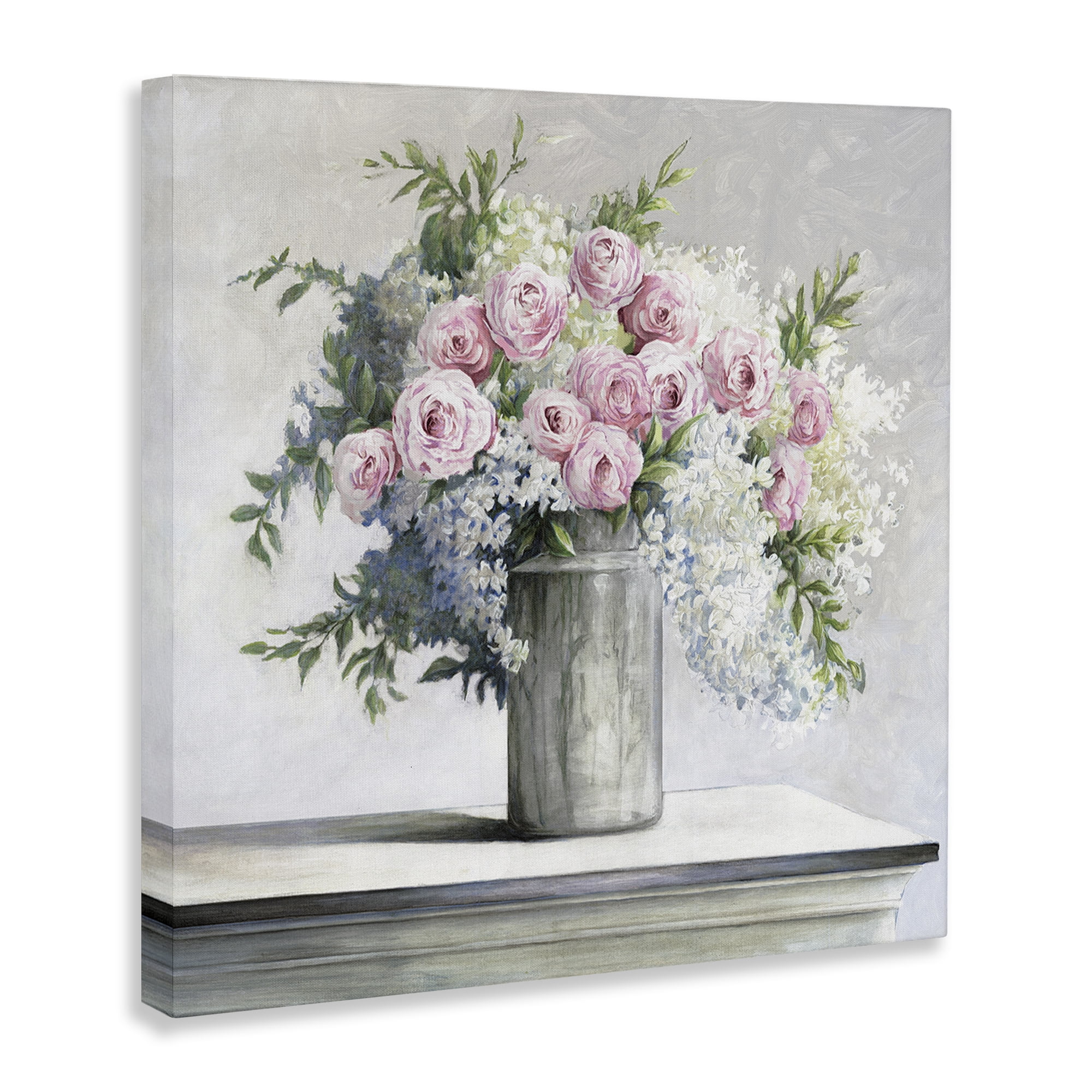 Stupell Industries Soft Pink Roses Botanical & Floral Painting Gallery Wrapped Canvas Art Print Wall Art, 36 x 36