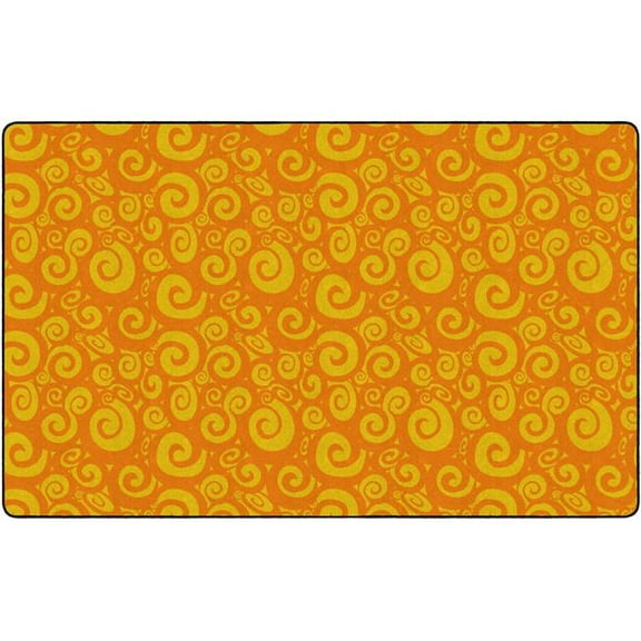 Flagship Carpets FE391-44A 7 ft. 6 x 12 Swirl Tone on Tone Rug, Orange - Rectangle