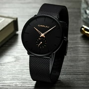 CRRJU Mens Watches Fashion Ultra Thin Quartz Casual Mesh Waterproof Stylish Watches Relogio Masculino