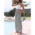 thumbnail image 2 of Pantalones Palazzo Faleave para mujer, algodón y lino, gris, verano, talla L, 2 of 8