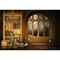 thumbnail image 2 of ABPHOTO 7x5ft Photography Backdrop Bookshelf Library European Style Books Candles Arch Window Moon Night Interior Photo Background Backdrops, 2 of 4