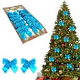 thumbnail image 2 of 12pc Mini Christmas Tree Hanging Ornaments – 5.5cm Festive Decor for Trees, Wreaths, DIY Crafting, Indoor/Outdoor Use, Sky Blue, Bows, 2 of 6