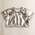thumbnail image 5 of Posijego Kids Girls Metallic T-Shirts Short Sleeve Crop Tops Party Dance Club Trendy Dressy Blouses Sizes 2-15 Years, 5 of 8
