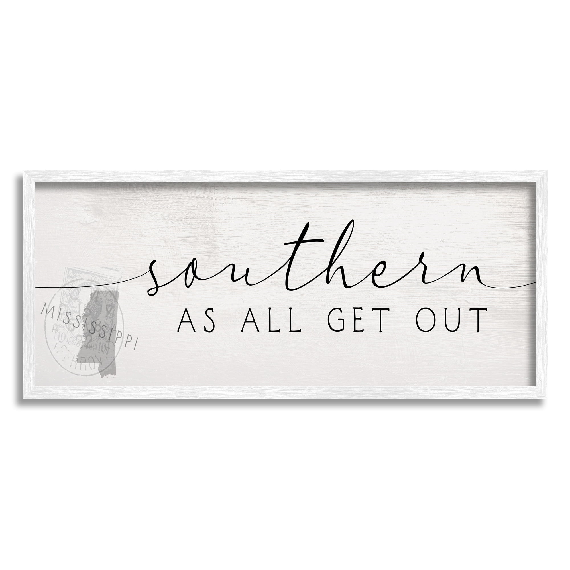Stupell Industries Southern As All Get Out Slang Mississippi State Typography Painting Black Framed Art Print Wall Art, 13 x 30