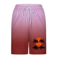thumbnail image 4 of Shorts for Men Plus Size Gradient Color Palm Printed Drawstring Elastic Waist Summer Loose Comfy Shorts with Pocket Pink M, 4 of 5
