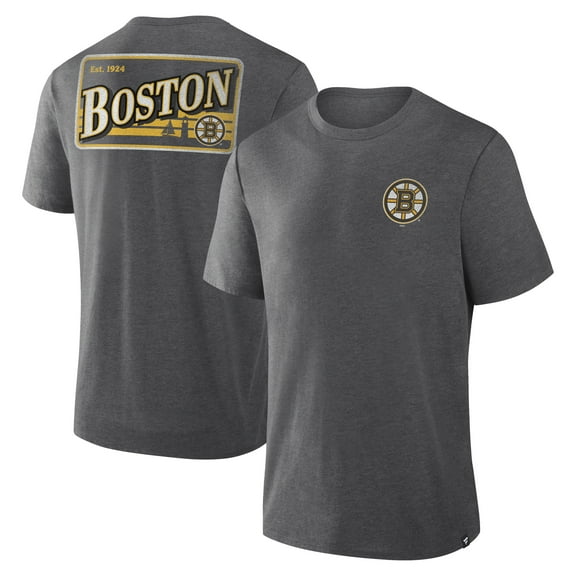 Men's Fanatics Heather Charcoal Boston Bruins Fan Lanes Tri-Blend T-Shirt