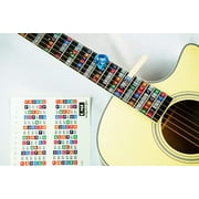QMG Color Coded Guitar Fretboard Stickers - Learn Guitar and Music Theory, All Levels, 2 Sets - Made in USA