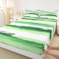 thumbnail image 3 of Manfei Geometric Artwork Queen Sheet Sets,Modern Graffiti Stripes Flat Sheet,Green White Queen Fitted Sheet For Child,Microfiber Bedroom Decor,4-Piece, 3 of 7