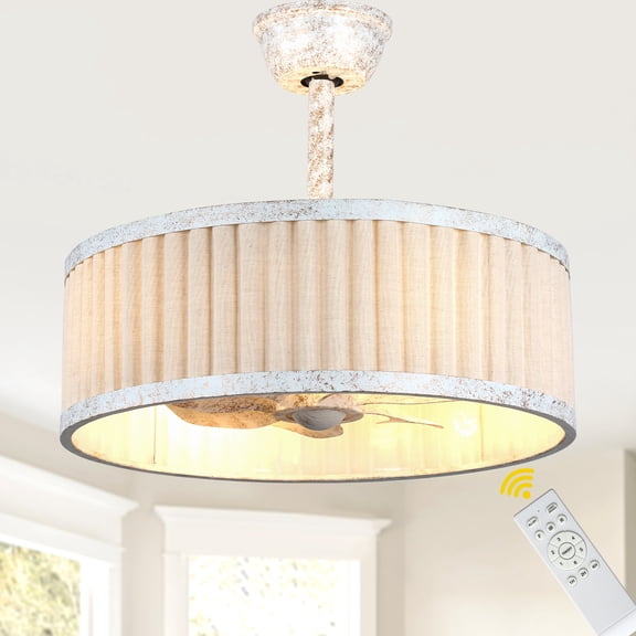 Bella Depot 20" Modern White Ceiling Fan with Light and Remote 6-Speed Reversible DC Motor