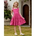 thumbnail image 3 of Arshiner Girls Summer Dress Tween Boho Casual Bowknot Strap Sleeveless Swing Flowy Ruffle Tiered Sundresses with Pockets, 3 of 6
