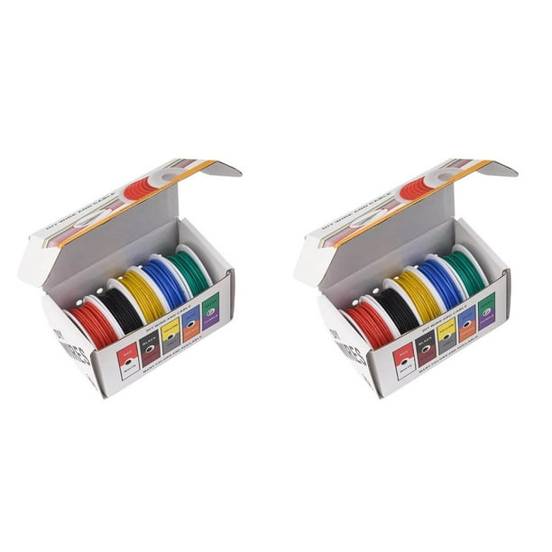2X el Silicón Flexible del Alambre Eléctrico 22AWG el Alambre de Cobre Estañado Calibre de los Alambres 22 5 Colorea el 16.4ft/los 5m Cada