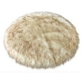 thumbnail image 5 of Soho Luxurious Faux Sheepskin Round Shape White with Brown Tips Shag Area Rug, 5 of 5