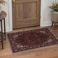 thumbnail image 5 of 5x7 Washable Rug, Non Slip Low Pile Area Rugs for Living Room Bedroom, Machine Washable Lightweight Print Pattern Floor Mat, Garden Rose, Deep Burgundy, 5 of 5