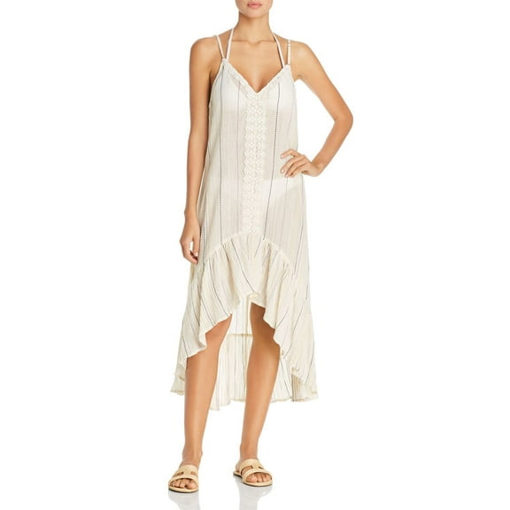 Surf Gypsy Sunset Stripe Dress Swim Cover-Up, Medium, ivory