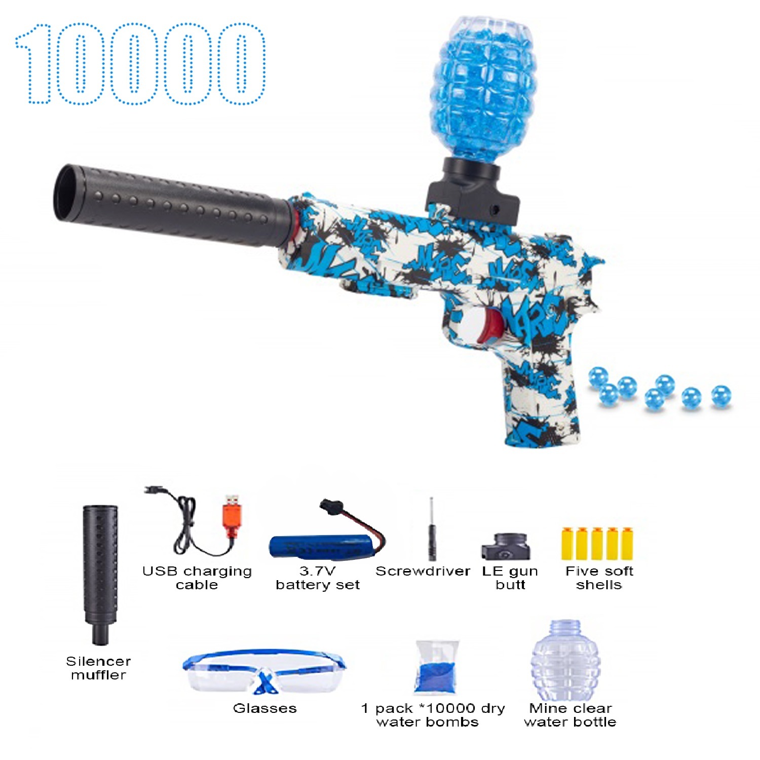 Gel Ball Blaster M1911 Splatter Ball Gun Automatic Water Bead Gun，with