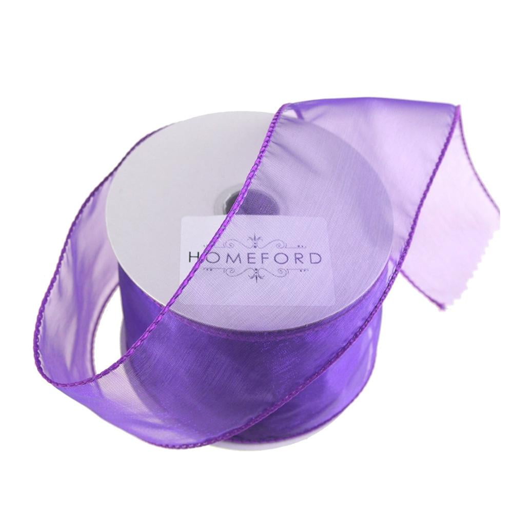 3m Reel G83/1 40mm Lilac Flower Print Wired Sheer Lilac Organza Fancy Ribbon 