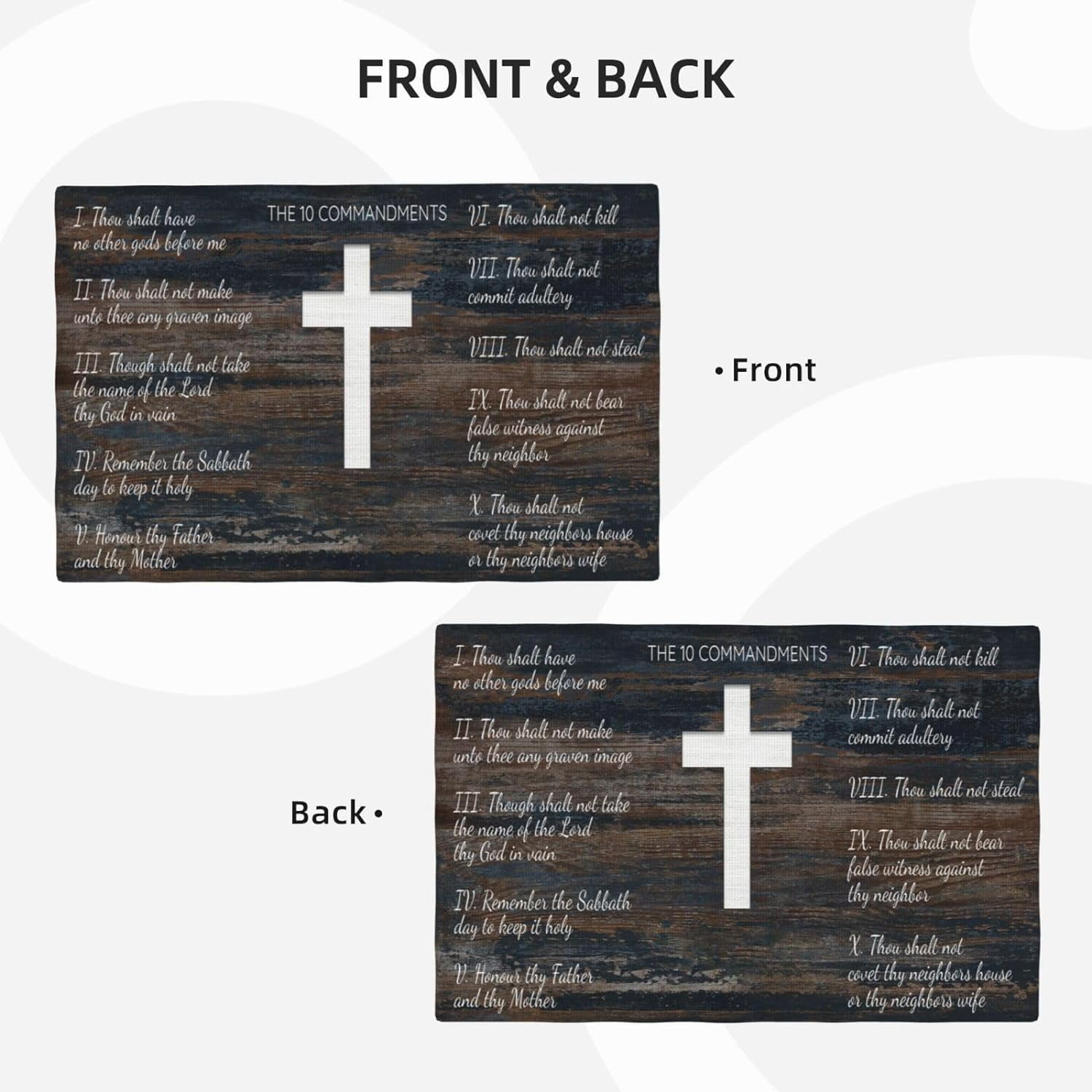 10 Commandments Placemats Set of 6 Christian Religious Table Mats Washable Place mats for Home Party Indoor Kitchen Dining Table Decoration 12x18 Inch
