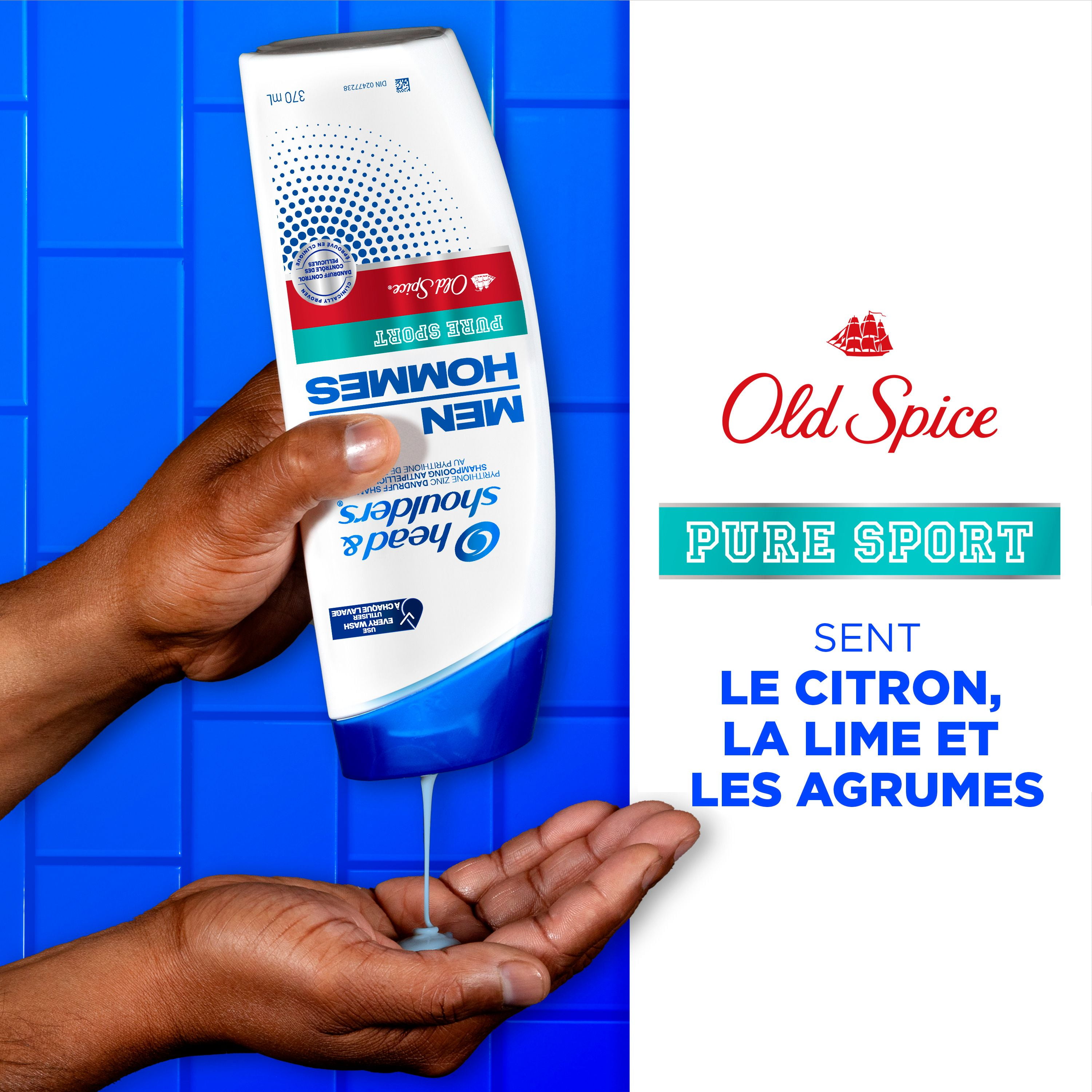 Shampooing Head & Shoulders Old Spice Pure Sport POUR HOMMES 370 ml