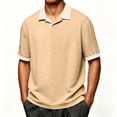 thumbnail image 2 of Men's Quick Dry Casual Shirt, Short Sleeve Button Down Top, Breathable Cotton Summer Tee, Moisture Wicking, Lightweight, For Beach Vacation Gym Golf, Streetwear Gift | TOPLIU,Khaki M, 2 of 9