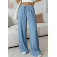 thumbnail image 3 of PRETTYGARDEN Womens Palazzo Pants Summer Fashion High Waisted Wide Leg Drawstring Flowy Beach Trousers with Pockets, 3 of 10