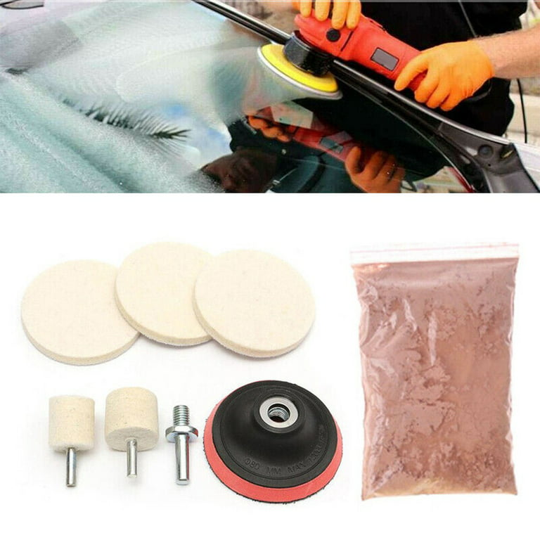 Windscreen Glass Scratch Remover 100g Cerium Oxide Powder Polishing Kit,  Removes Wiper Blade Damage Water Deposits, Suitable for Any Glass, Soft