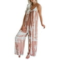 thumbnail image 3 of Enwejyy Womens Thin Summer Dungarees Playsuit Elastic Waist Leopard Tie-Dye Cotton Linen Wide-Leg Jumpsuits, 3 of 4