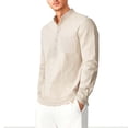 thumbnail image 4 of Htwon Mens Cotton Linen Long Sleeve Shirt Solid Baggy Button-down Tops T Shirt Blouse, 4 of 22