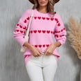 thumbnail image 4 of Delliss Women's Valentine's Day Knitted Sweater Heart Print Fashion Top Fall Clothes Pink L, 4 of 9