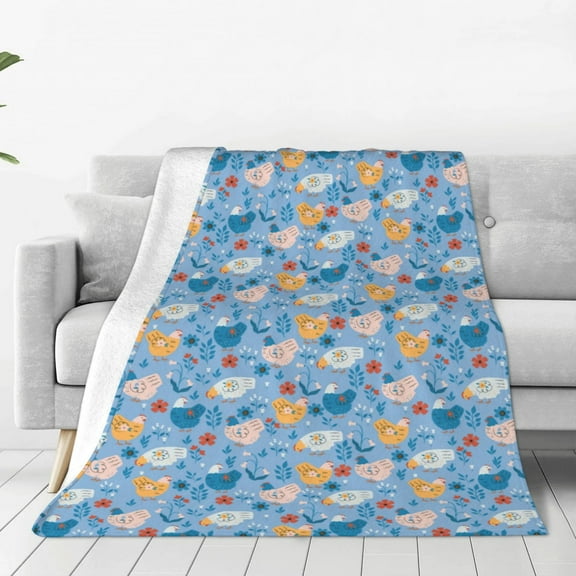 Vsdgher Cute Chickens and Flowers Ultra-Soft Micro flannel Blanket Throw Blankets for Couch Sofa, Bed (4 sizes)-40"x30"