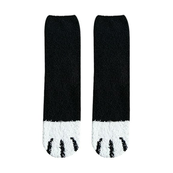 QHUDLV Cat Paw Winter Socks – Warm Thick Floor Sleep Socks – Girls Cute Design