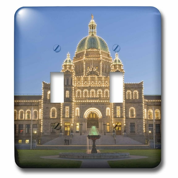 3dRose, Canada, BC, Victoria, BC Parliament Building at Dusk-CN02 RTI0063 - Rob Tilley, double toggle switch