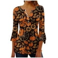 thumbnail image 2 of Jsaierl Halloween Shirts for Women Spooky Pumpkin Ghost Graphic Tees Soft V Neck T-shirt 3/4 Sleeve Dressy Casual Blouse Tops Halloween Costumes, 2 of 5