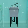 Tehila Grey Freestanding Floor Mount Space Saver Utility Sink with Black Faucet for Laundry Room