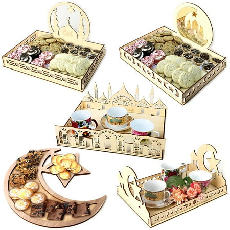 

XWQ Tray Rectangular Hollow Design DIY Wooden Serving Tray for Home