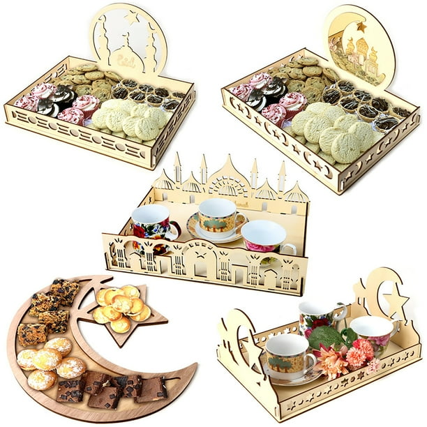 Gwong Decoración hogareña Bandeja rectangular diseño hueco DIY Bandeja de servicio de madera para el hogar Gwong 21062085