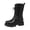 Black, variant on Women's Mid Calf Platform Combat Boots, Round Toe Lace Up Chunky Lug Sole Boots, Non Slip Fashion Winter Boots