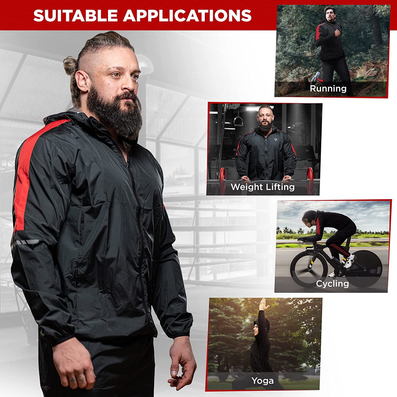Rdx Sauna Suit Weight Loss Full Body Sweat Heat Suit With Hood Anti Rip Silver Back Long Sleeves Tracksuit Boxing Mma Slimming Gym Fitness Running