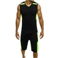 thumbnail image 4 of VBTAPA Mens Tracksuits 2 Piece Set Big and Tall Slim Fit Tank Top and Shorts Color Block Casual Sweatsuit Jogging Workout Sets Sales of Today Black XL, 4 of 7